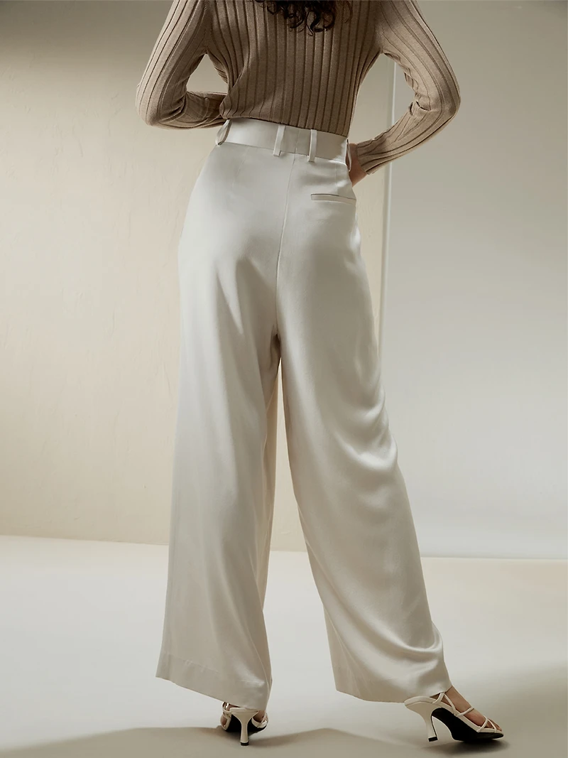 Lilysilk Women's High-Waisted Wide Leg Dense Silk Pants