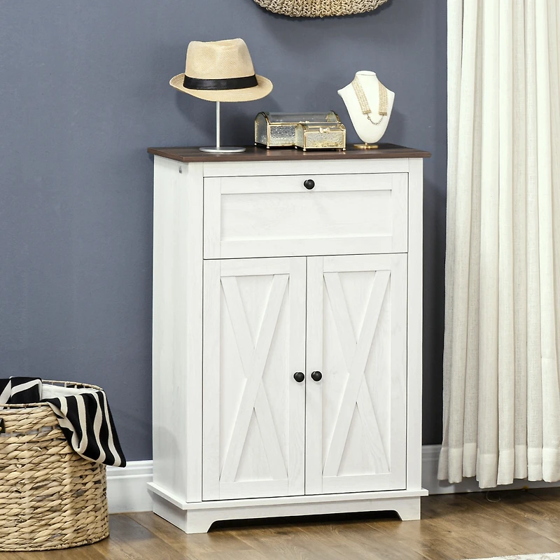 Homcom Farmhouse Storage Cabinet with Drawer and Doors,
