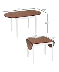 Homcom 55" Wood Kitchen Table, Drop Leaf Tables for Small Spaces