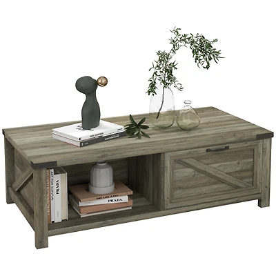 Homcom Farmhouse Table with Storage and Drawer,