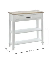 Homcom Modern Style Sofa Console Entry Hallway Table with Drawer and Shelves, Sturdy Build, and Large Storage, White