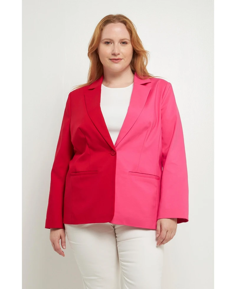 English Factory Plus Color Block Blazer