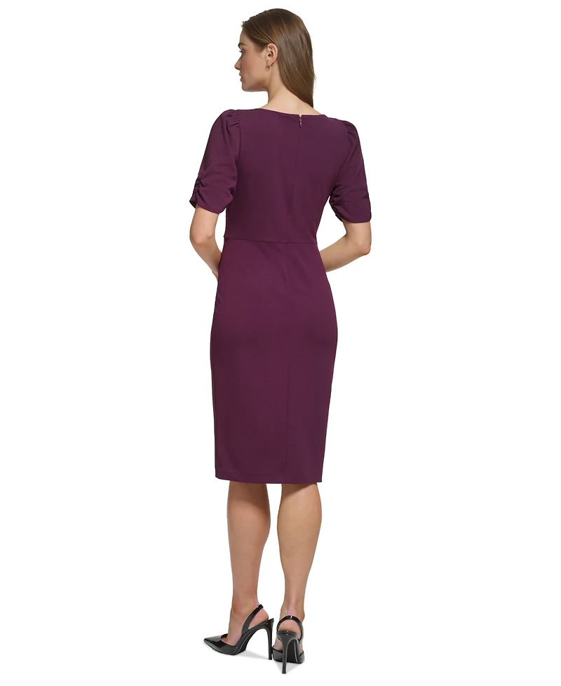 Dkny Women's Puff-Sleeve Twisted-Front Side-Slit Dress