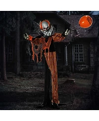 Outsunny 65" Life Size Outdoor Halloween Decorations Talking Circus Clown with A Balloon, Animated Prop with Sound and Motion Activated, Light Up Eyes