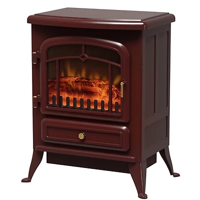 Homcom Freestanding Electric Fireplace Heater with Realistic Led Log Flames