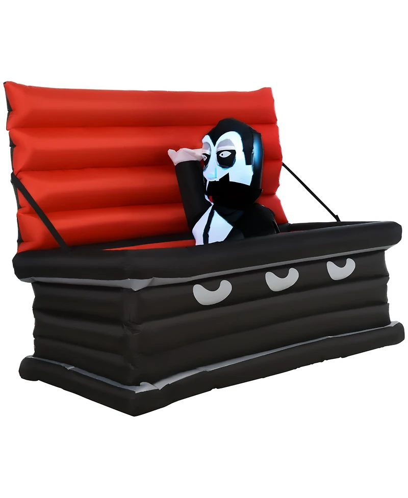 Homcom Inflatable Halloween Vampire Coffin Yard Decoration Waterproof Light Up