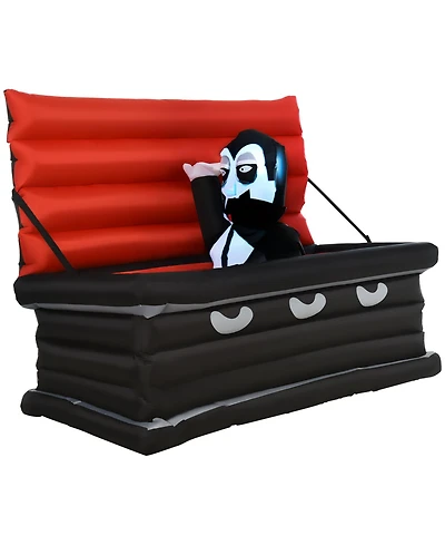 Homcom Inflatable Halloween Vampire Coffin Yard Decoration Waterproof Light Up