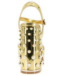 Kenneth Cole New York Women's Dolly Imitation Pearls Platform Block Heel Sandals
