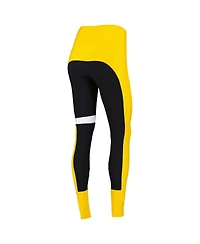 Women's Kiya Tomlin Black, Gold Pittsburgh Steelers Colorblock Tri-Blend Leggings
