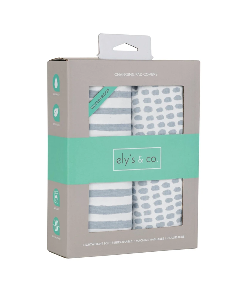 Ely's & Co. Baby Waterproof Changing Pad Cover Set | Cradle Sheet 100% Cotton Jersey
