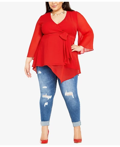 Plus Arya Wrap Tie Waist Top
