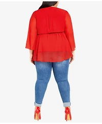 Plus Arya Wrap Tie Waist Top