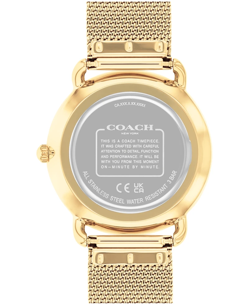 Coach Women's Elliot Gold-Tone Stainless Steel Mesh Bracelet Watch 36mm
