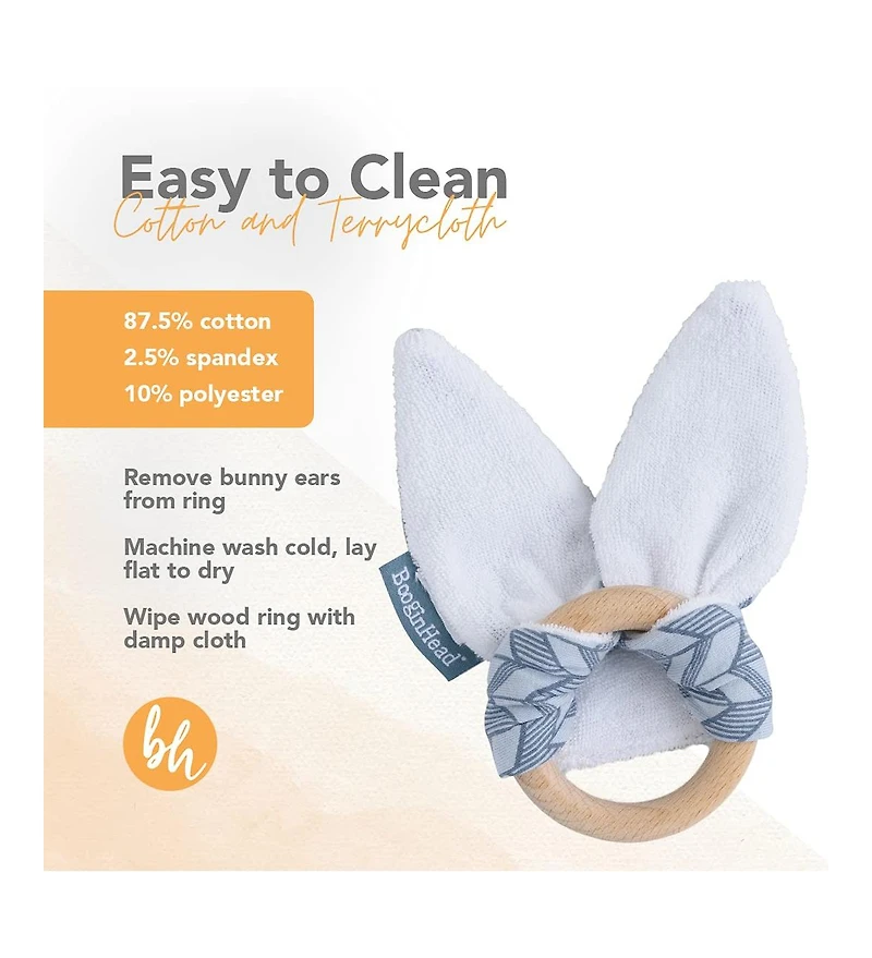 BooginHead Baby Pacifier Clip and Natural Wood Baby Teether, Blue Feather