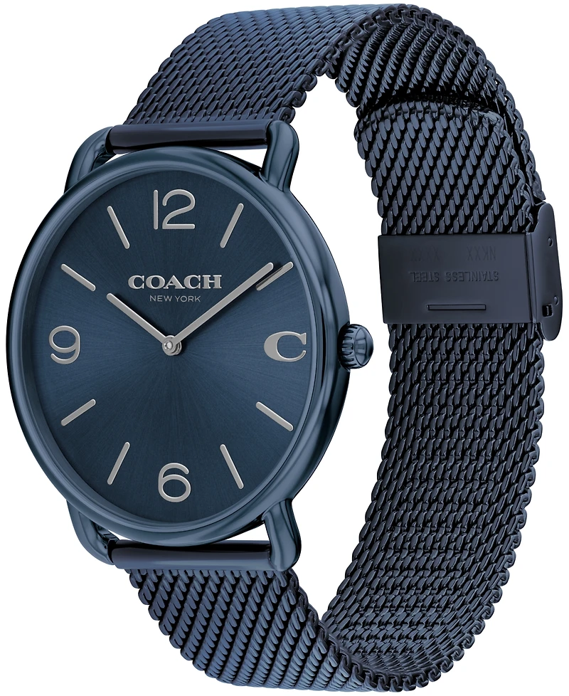 Coach Unisex Elliot Blue Stainless Steel Mesh Bracelet Watch 41mm