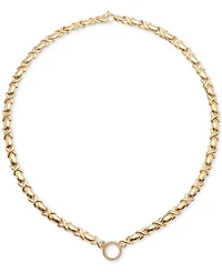 Diamond Circle Stampato 18" Collar Necklace (1/6 ct. t.w.) in 14k Gold-Plated Sterling Silver