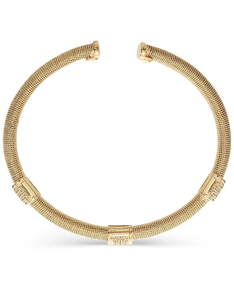 Diamond Station Cuff Bangle Bracelet (1/3 ct. t.w.) in 14k Gold-Plated Sterling Silver