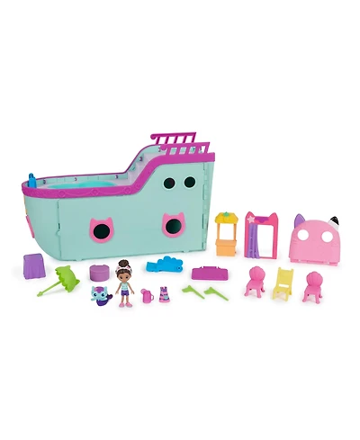 Gabby's Dollhouse, Gabby Cat Friend Ship, Cruise Ship Toy with 2 Toy Figures, Surprise Toys Dollhouse Accessories, Kids Toys for Girls Boys 3 Plus