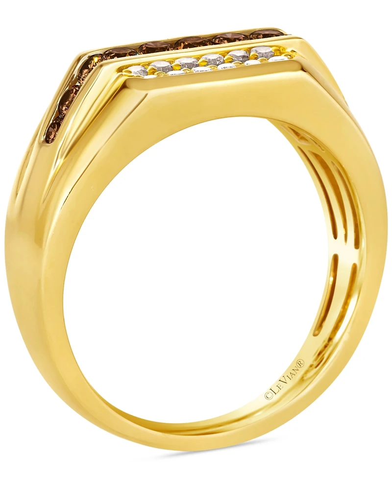 Le Vian Men's Chocolate Diamond & Nude Diamond Three Row Ring (5/8 ct. t.w.) in 14k Gold