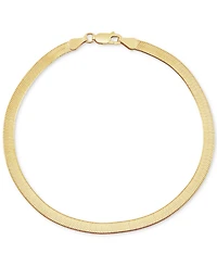 Men's Polished & Beveled Herringbone Link Chain Bracelet in 18k Gold-Plated Sterling Silver & Sterling Silver