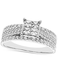 Diamond Quad Ring (1 ct. t.w.) in 14k White Gold