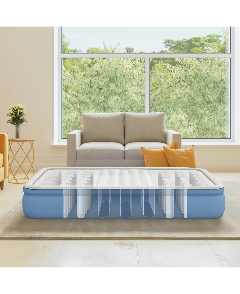 Simmons 12" Lumbar Firm Tri-Zone Air Mattress with Built-In Pump and Lumbar Support, Queen