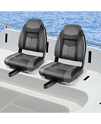 2 Pack High Back Folding Boat Seats with Sponge Cushion & Flexible Hinges