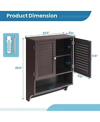 Bathroom Wall Mounted Medicine Cabinet with Louvered Doors & Towel Bar