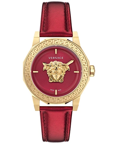 Versace Women's Swiss Medusa Deco Red Leather Strap Watch 38mm