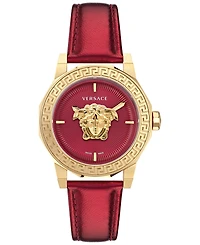 Versace Women's Swiss Medusa Deco Red Leather Strap Watch 38mm