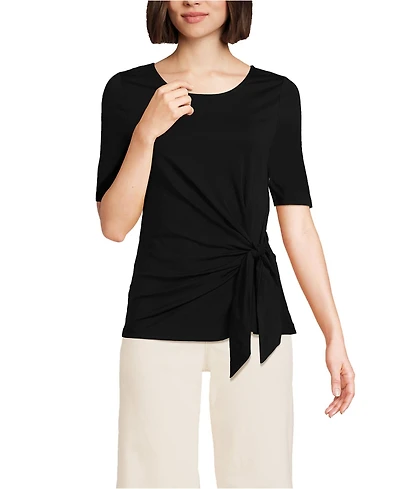 Lands' End Women's Lightweight Jersey Tie Front Top