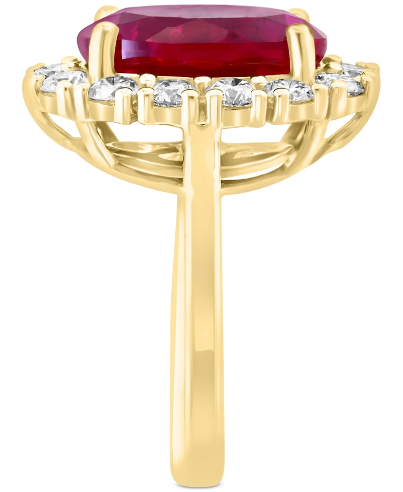 Effy Lab Grown Ruby (6-3/4 ct. t.w.) & Diamond (1-3/8 Halo Ring 14k Gold