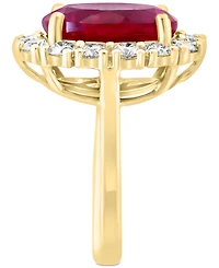 Effy Lab Grown Ruby (6-3/4 ct. t.w.) & Diamond (1-3/8 Halo Ring 14k Gold