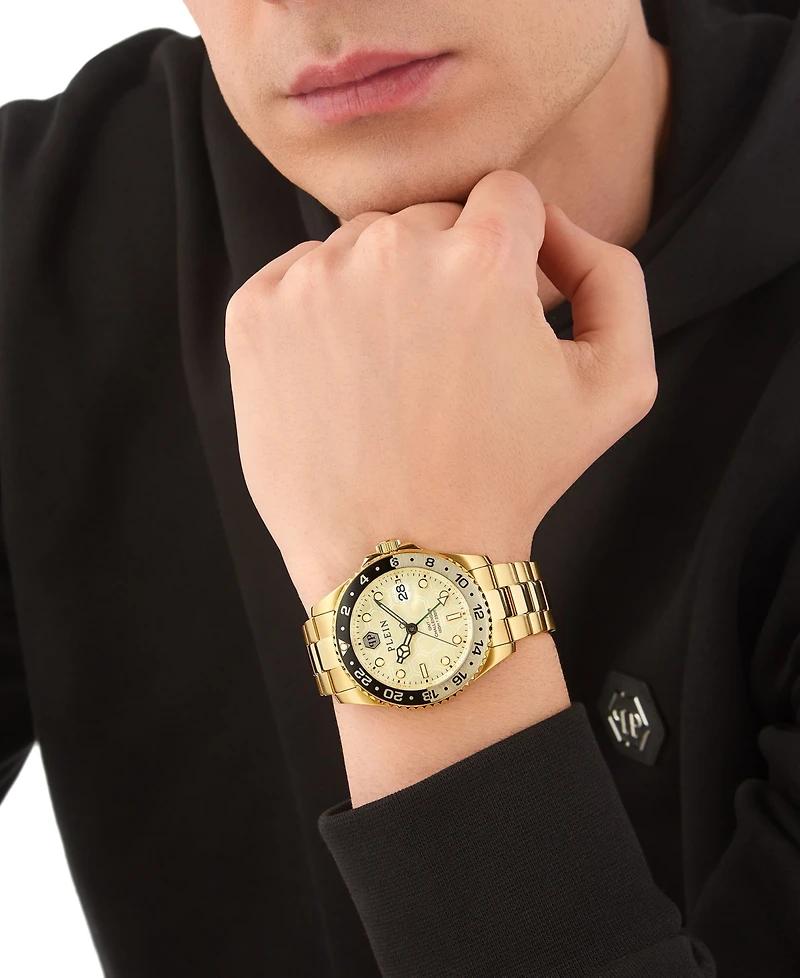 Philipp Plein Men's Gmt-i Challenger Gold-Tone Stainless Steel Bracelet Watch 44mm