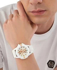 Philipp Plein Men's The Kull White Silicone Strap Watch 44mm