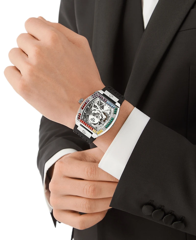 Philipp Plein Men's Automatic The Keleton Black Silicone Strap Watch 44mm
