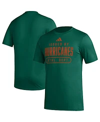 Men's adidas Green Miami Hurricanes Sideline Aeroready Pregame T-shirt