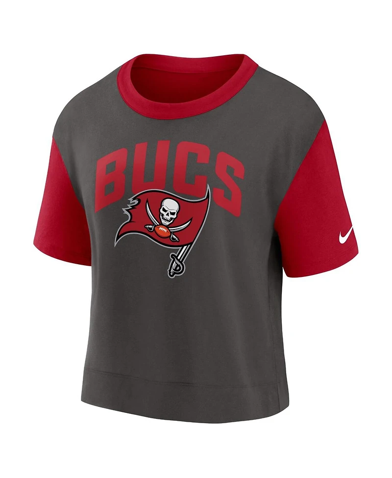 Women's Nike Red, Pewter Tampa Bay Buccaneers High Hip Fashion T-shirt