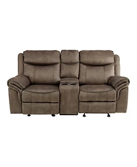 White Label Calico 80" Double Glider Reclining Love Seat with Center Console, Power Outlets