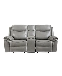 White Label Calico 80" Double Glider Reclining Love Seat with Center Console, Power Outlets