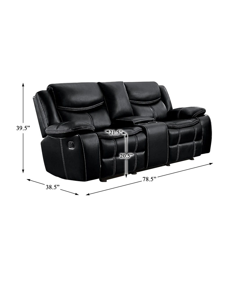 White Label Veloce 79" Double Glider Reclining Loveseat with Console
