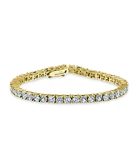 Bling Jewelry Classic 12CTW Prong Basket Set Round Cubic Zirconia Solitaire Cz Tennis Bracelet Gold Plated 7.5 Inch