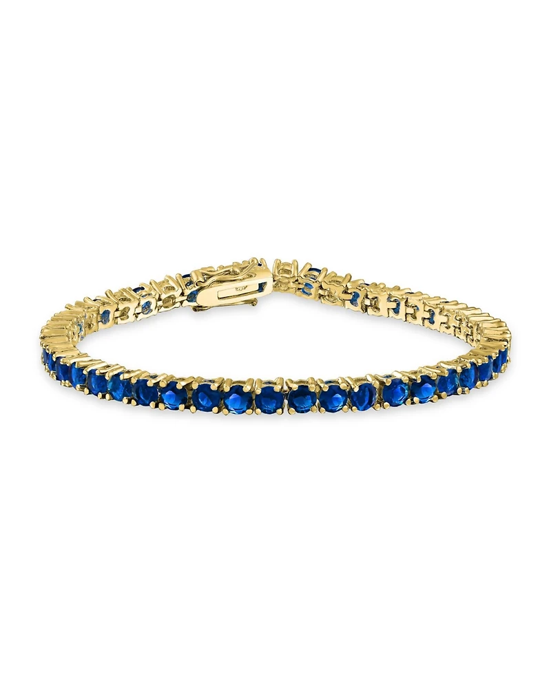 Bling Jewelry Classic 12CTW Prong Basket Set Round Cubic Zirconia Solitaire Cz Tennis Bracelet Gold Plated 7.5 Inch