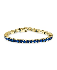 Bling Jewelry Classic 12CTW Prong Basket Set Round Cubic Zirconia Solitaire Cz Tennis Bracelet Gold Plated 7.5 Inch
