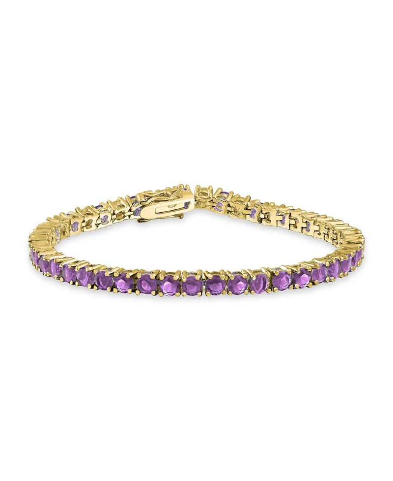 Bling Jewelry Classic 12CTW Prong Basket Set Round Cubic Zirconia Solitaire Cz Tennis Bracelet Gold Plated 7.5 Inch