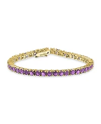 Bling Jewelry Classic 12CTW Prong Basket Set Round Cubic Zirconia Solitaire Cz Tennis Bracelet Gold Plated 7.5 Inch