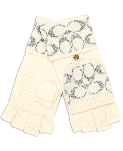 Coach Women's Metallic Pop Top Logo Gloves