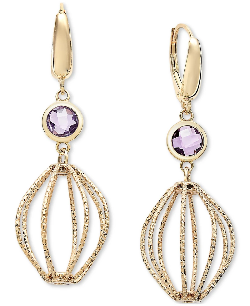 Amethyst Bezel Chandelier Drop Earrings (1-5/8 ct. t.w.) in 14k Gold-Plated Sterling Silver
