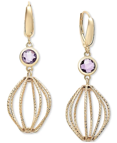 Amethyst Bezel Chandelier Drop Earrings (1-5/8 ct. t.w.) in 14k Gold-Plated Sterling Silver