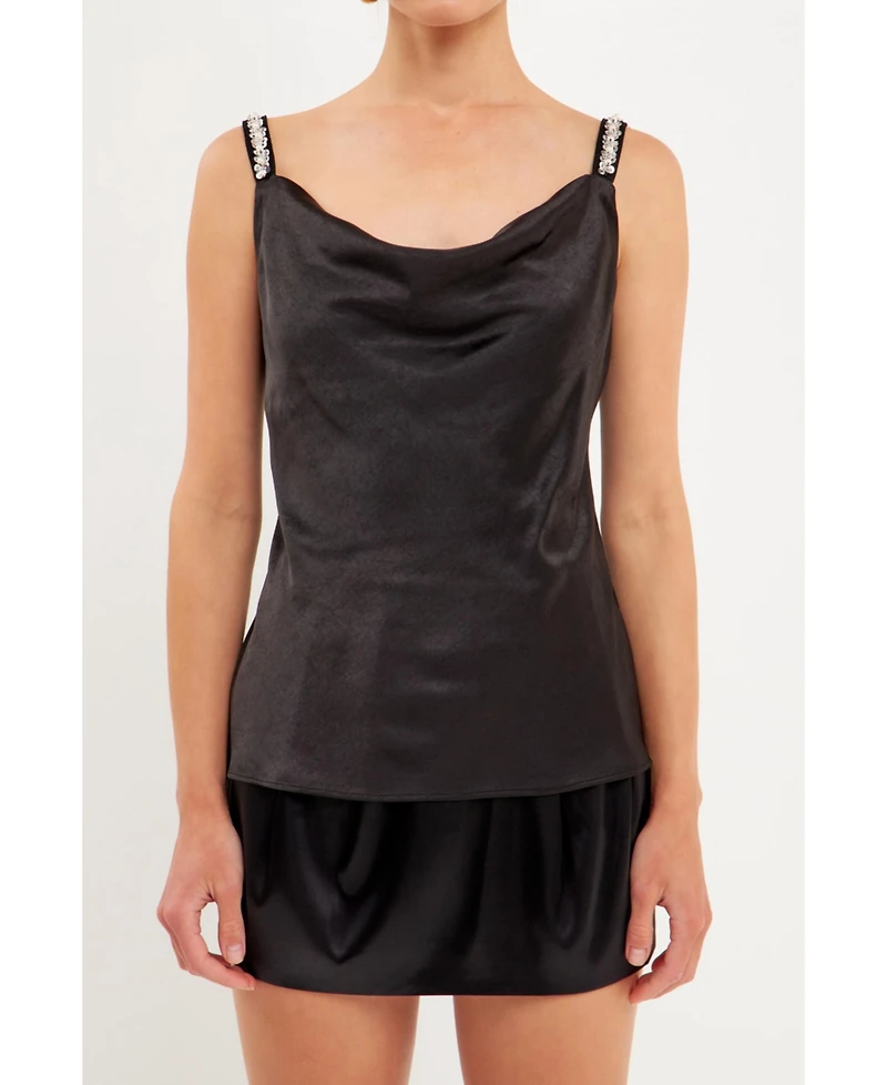 endless rose Women's Beaded Satin Top